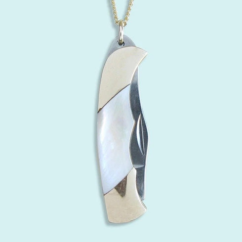 Shell Handled Pocket Knife Necklace - Ornamental Things - Mother of Pearl